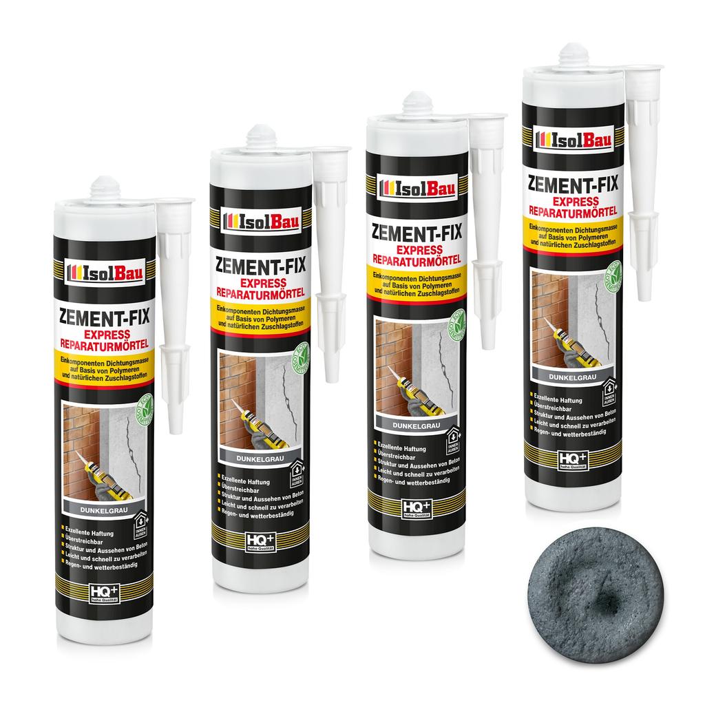 IsolBau Zement-Fix Repair and Sealing Mortar Dark Gray 4 x 300ml