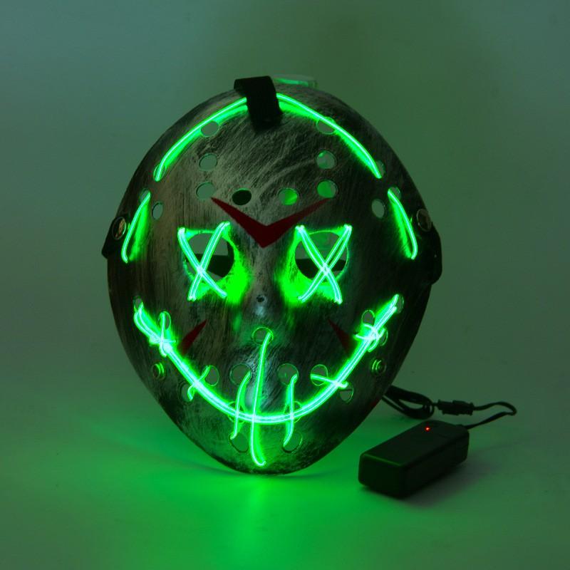 LED Light Up Jason Mask Halloween Horror Costume Party Nightclub Prop
