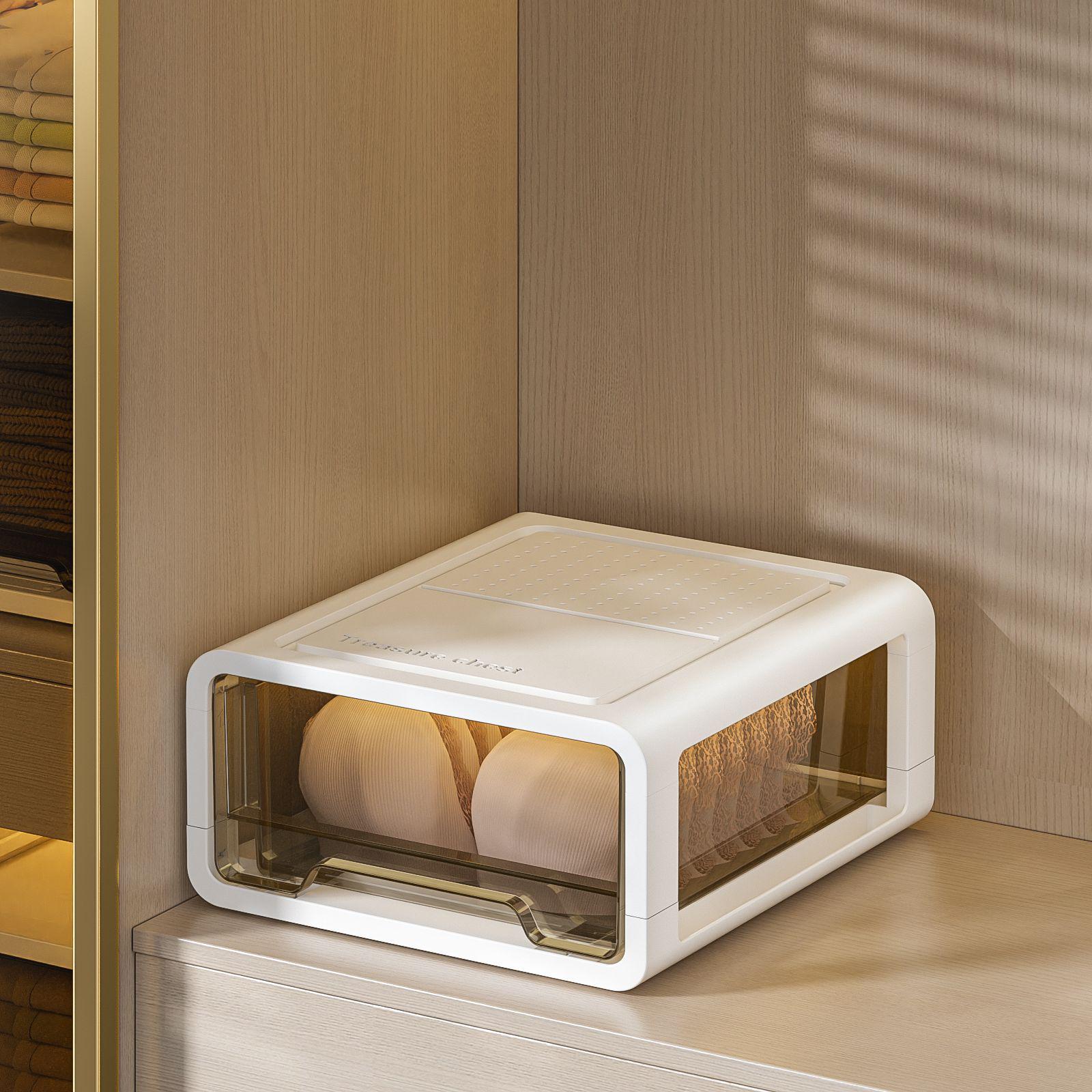 Drawer-Type Underwear and Socks Storage Box: Three-in-One Compartment Organizer