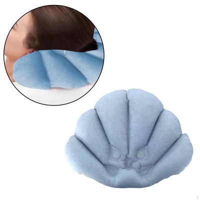 Inflatable Bath Pillow Shell Shaped with Suction Cup Nonslip Support PVC for Home