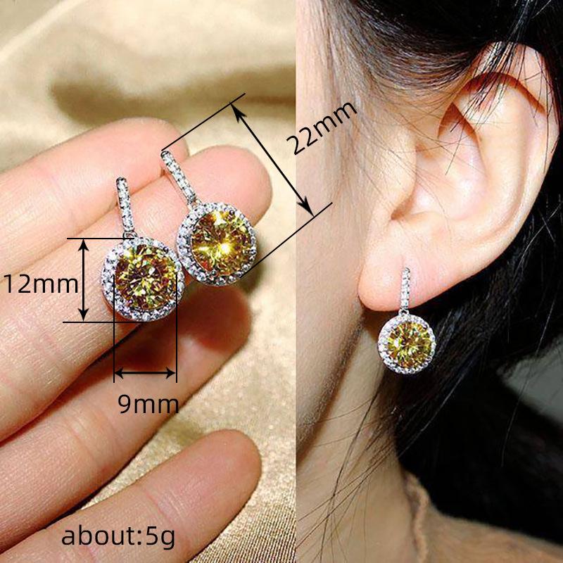 Cao Shi Luxury Round Zircon Pavé Earrings - Fashionable All-Match Jewelry for Ladies