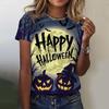 Halloween Damen T-Shirt für Mädchen Sommer Kurzarm Kürbiskopf Kleidung Tag der Toten Totenkopf Muster übergroße T-Shirts