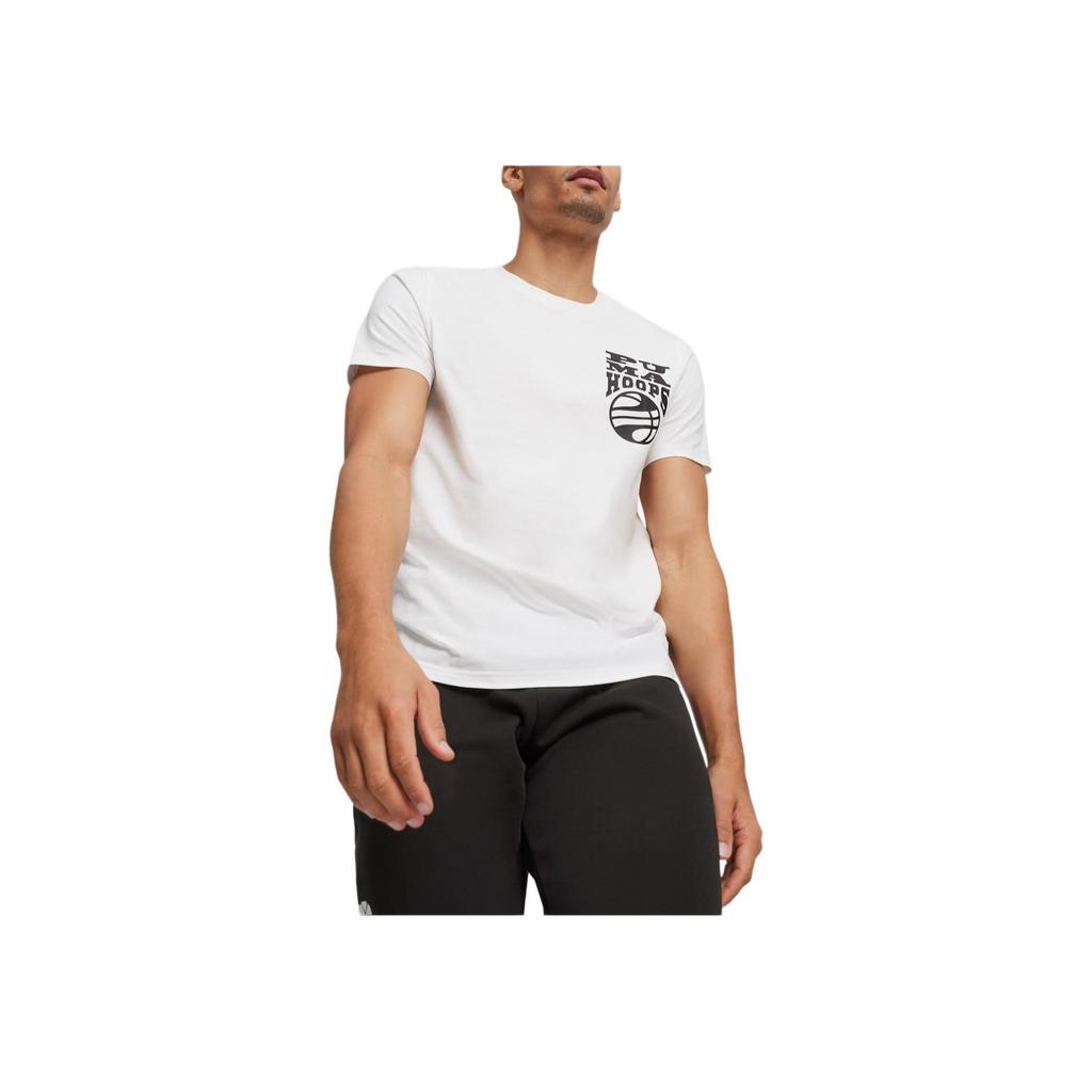 Puma Breathable Comfort Letter Print Crew Neck T-Shirt Men Tops White 624828-01