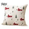 Modern Living Room Pillow Protectors Christmas Cottage Cushion Cover, Red Snowy House Pillowcase, Decorative Festive Covers Throw Case for Sofa Couch