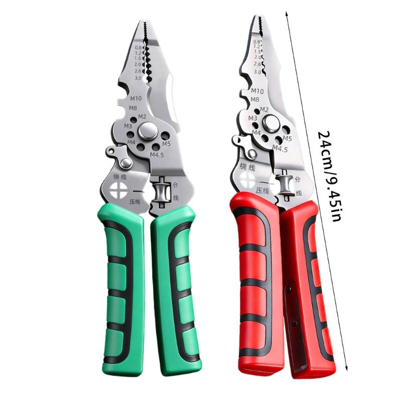 Ergonomic Handle Electrical Tool with None Contact Voltage Detection Wire Stripping and Cutting Capabilities Ergonomic Handle