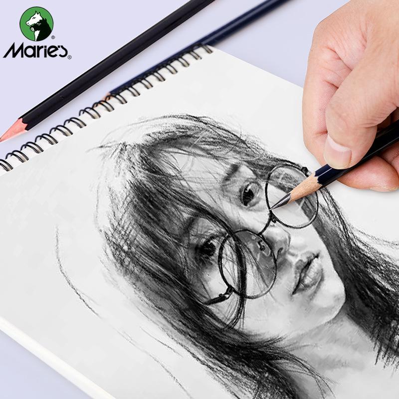Mali Student Sketching & Drawing Pencil Set: Includes 2B, 4B, 14B soft, medium, hard, and charcoal pencils ideal for art exams.
