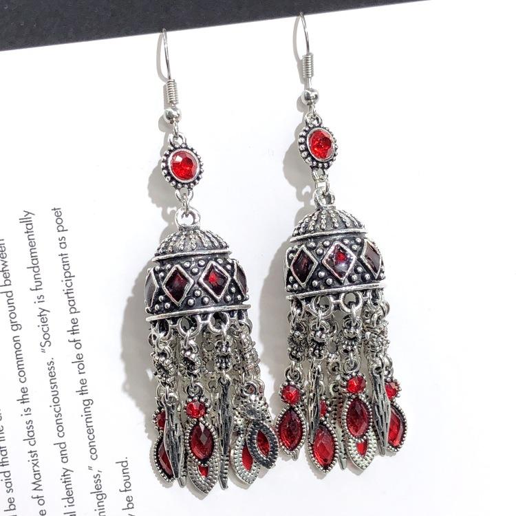 Retro crystal fringed earrings femininity versatile personality long earrings fashion court earrings