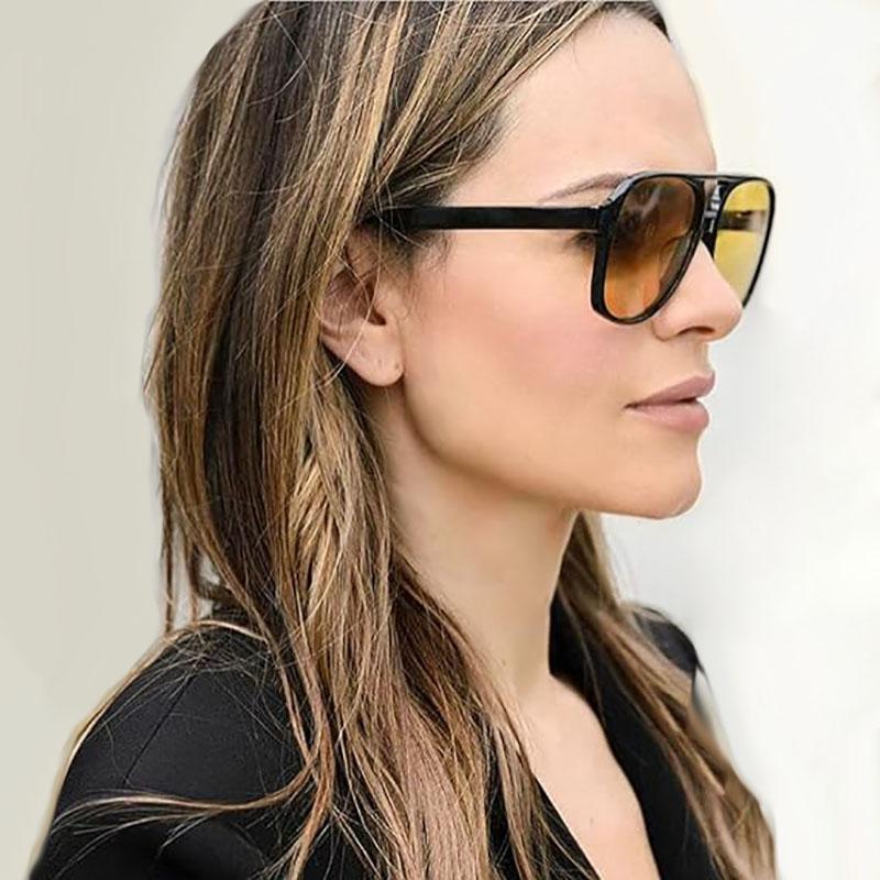 2PCS Oversized Rectangle Sunglasses Women Fashion Double Bridge Glasses Male Fashion Driving Sunglasses