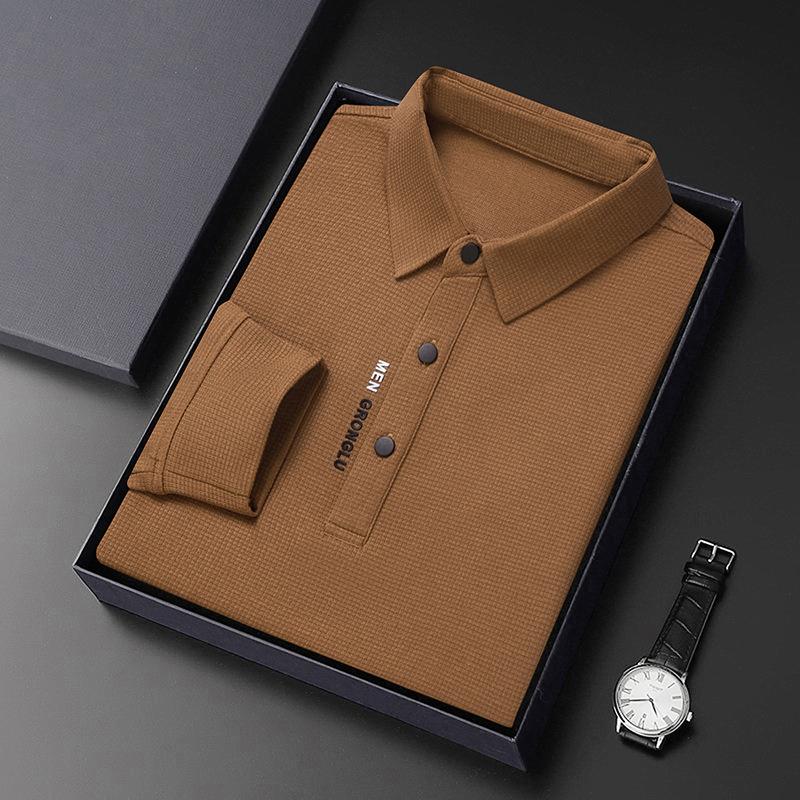 Осенняя новинка, длинная мужская рубашка поло с лацканами, молодежная деловая тонкая однотонная мужская одежда с длинным рукавом M