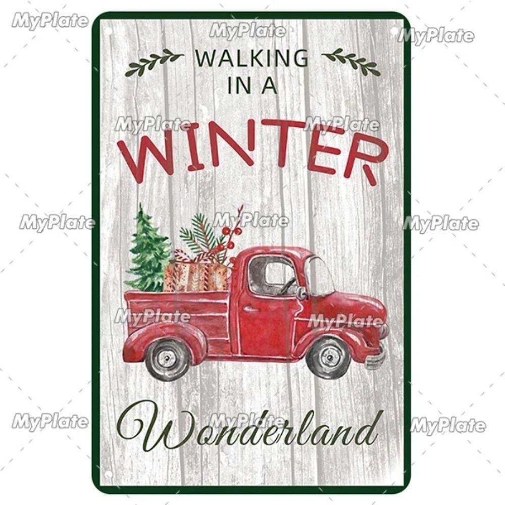 Vintage Christmas Metal Tin Sign Home Festive Wall Decor