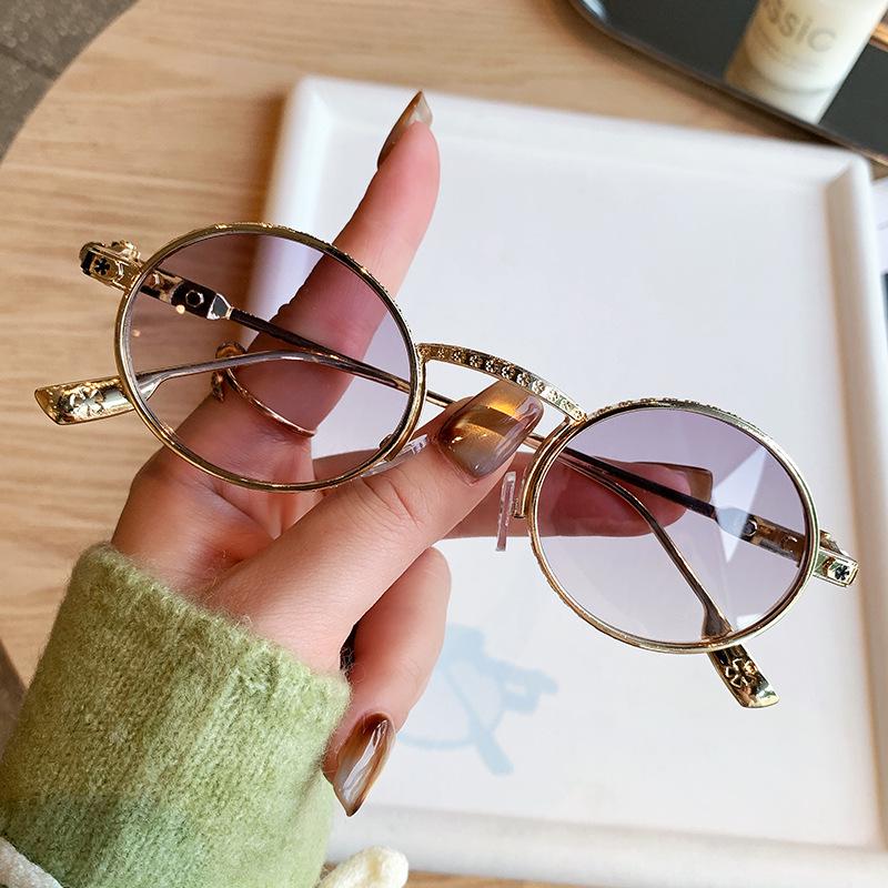 Retro Small Frame Punk Hip Hop Round Sunglasses - European & American Street Style for Women