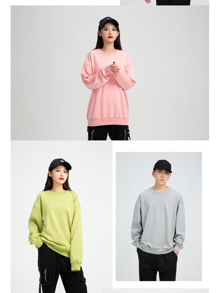 Men's Heavyweight Fleece-Lined Crew Neck Sweatshirt - Loose Fit, Solid Color, Long Sleeve.