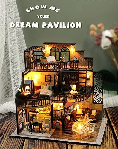 (t-FREAK) 1:32 Dollhouse DIY Kit Set Miniature Dream Pavilion