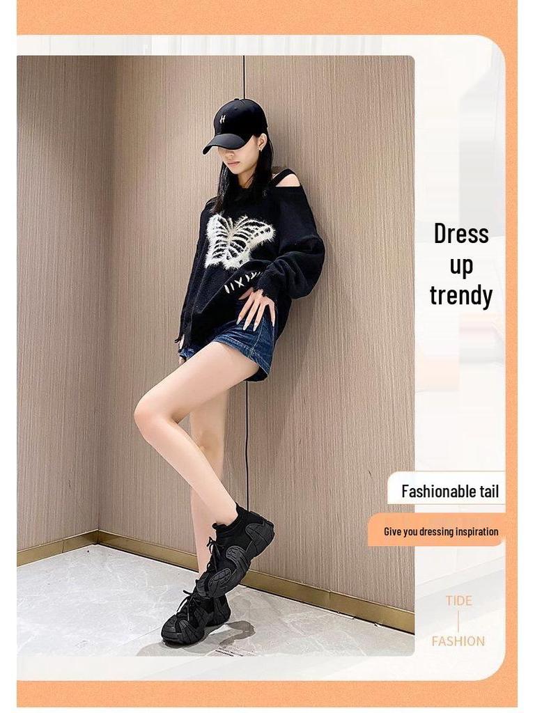 Dámské bavlněné pletené tenisky s fleecovou podšívkou a silnou podrážkou: Boty ve stylu ležérních ponožek pro plnoštíhlé