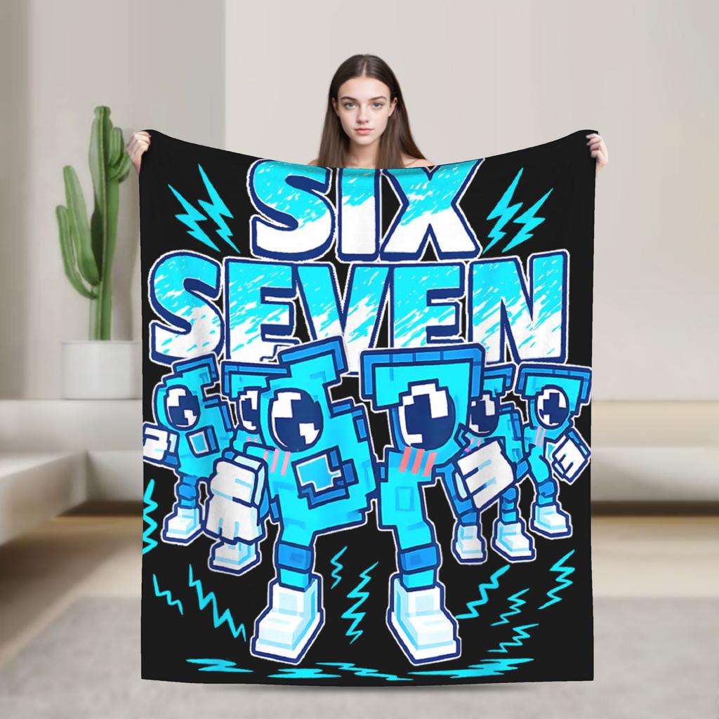 67 Zes Zeven 6 7 Grappige Italiaanse Brainrot Radio Muziek Deken Zacht Mode Pluche Worpdeken Voor Meisjes Slaapkamer Flanel Sprei