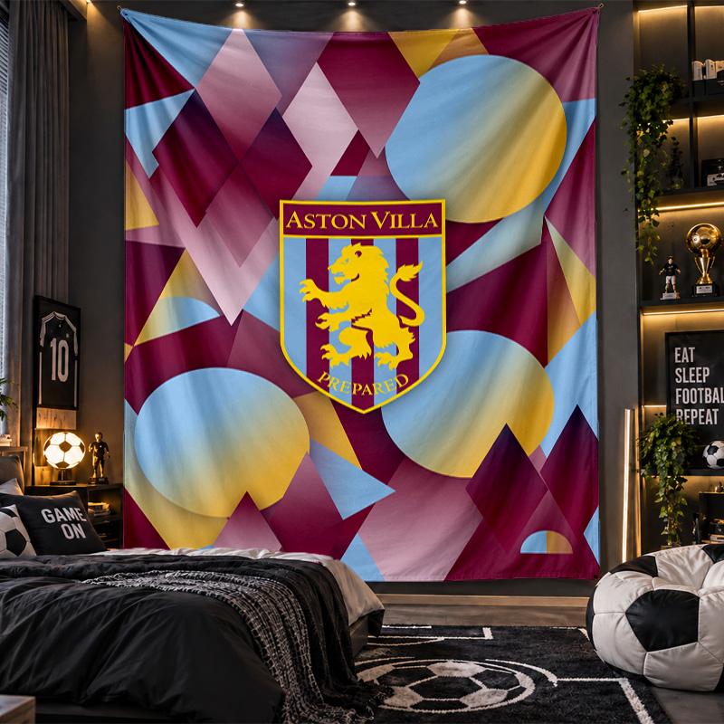 Wall Hanging Tapestry Aston Villa Football Print Cloth for Living Room Bedroom Home Decor