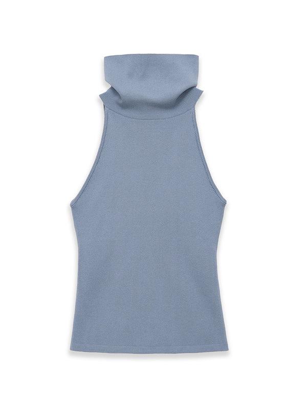 2026 Spring/Summer Elegant High Neck Sleeveless Straight Vest T-shirt for Women