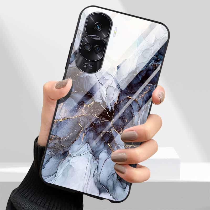Tempered Glass Hard Cover For Honor 90 Lite 5G Case Lovely Marble Funda Coque For Honor 90 Pro Honor90 90Lite 90Pro Phone Shells