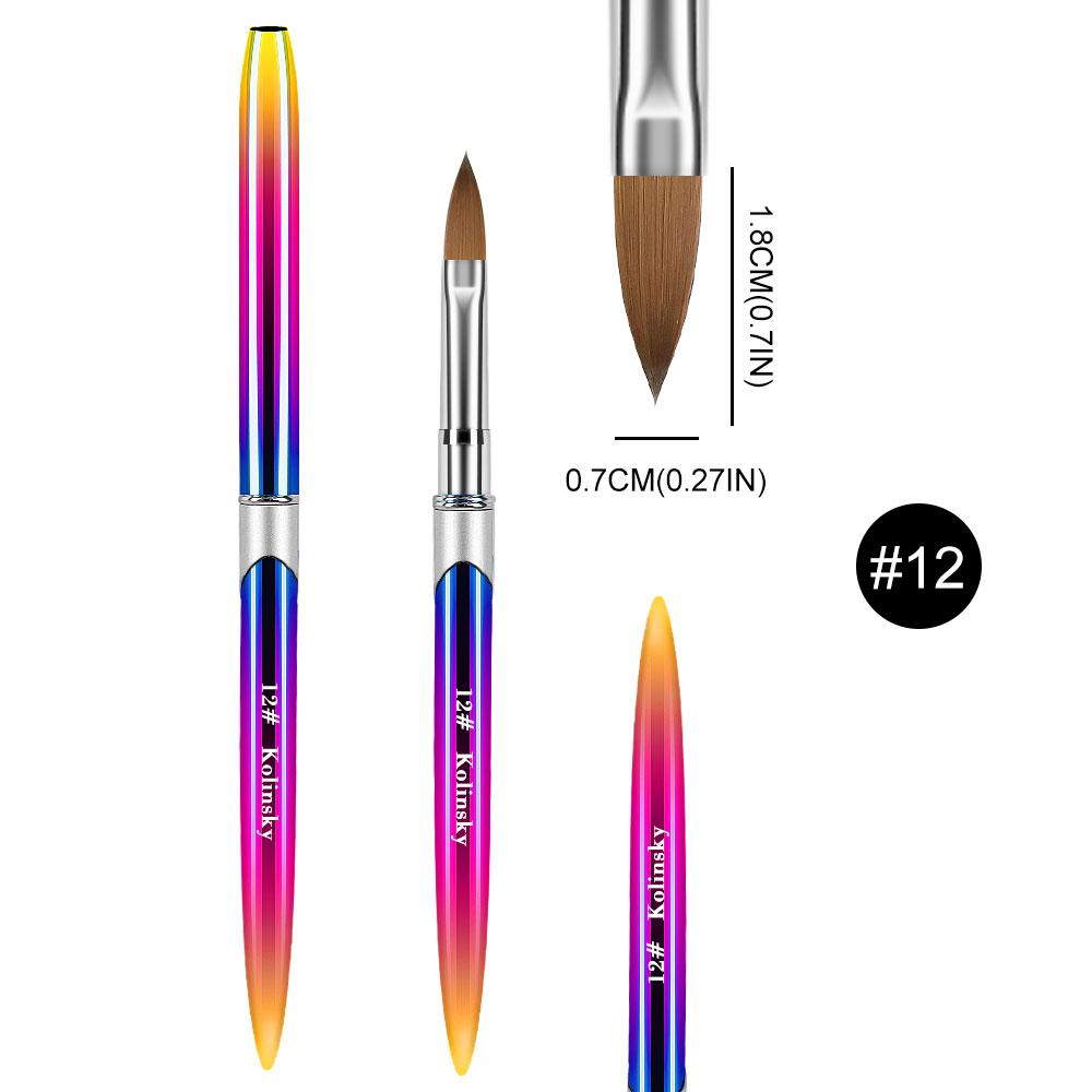 Kolinsky Pincel de Unhas para Manicure Pincel de Gel para Unhas Pincel de Arte 3D Acrílico Líquido Pó Escultura Pincel de Gel Delineador Caneta de Desenho