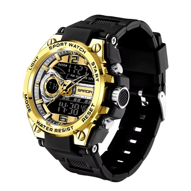 Sanda 6092 Fashion G Style Hot Sale Alarm Mode Waterproof Sports Hand Clock Analog Digital Display Stop Quartz Watch for Men
