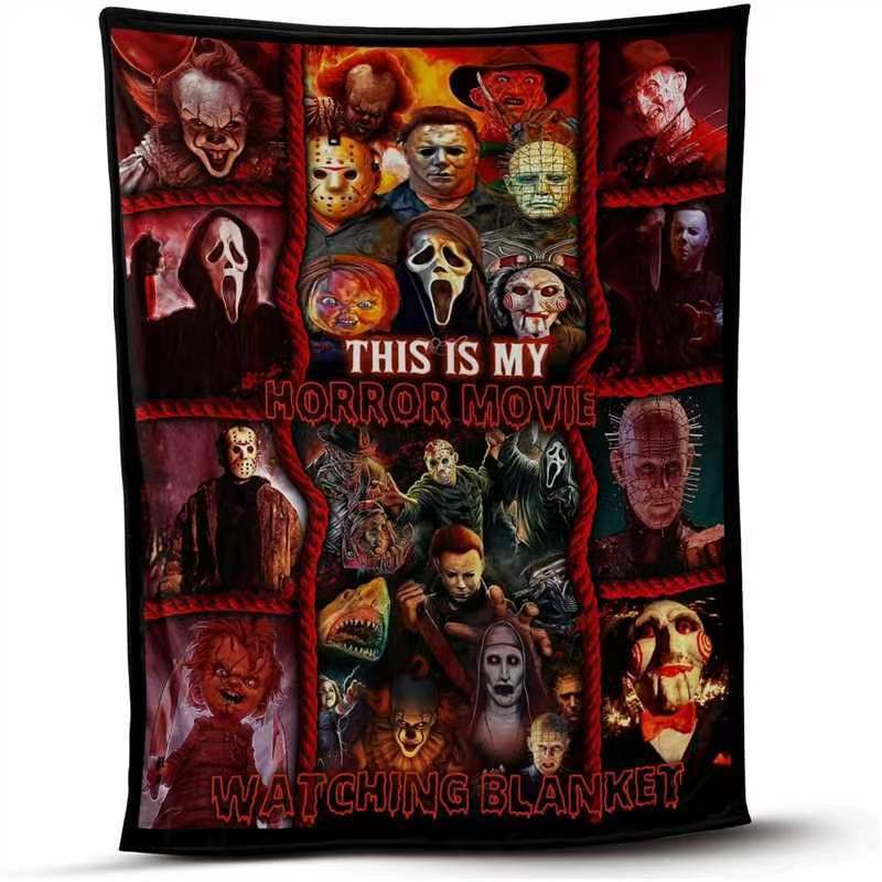 Horror Movie Watching Blanket Halloween Decorations Soft Home Warm Bedspreads