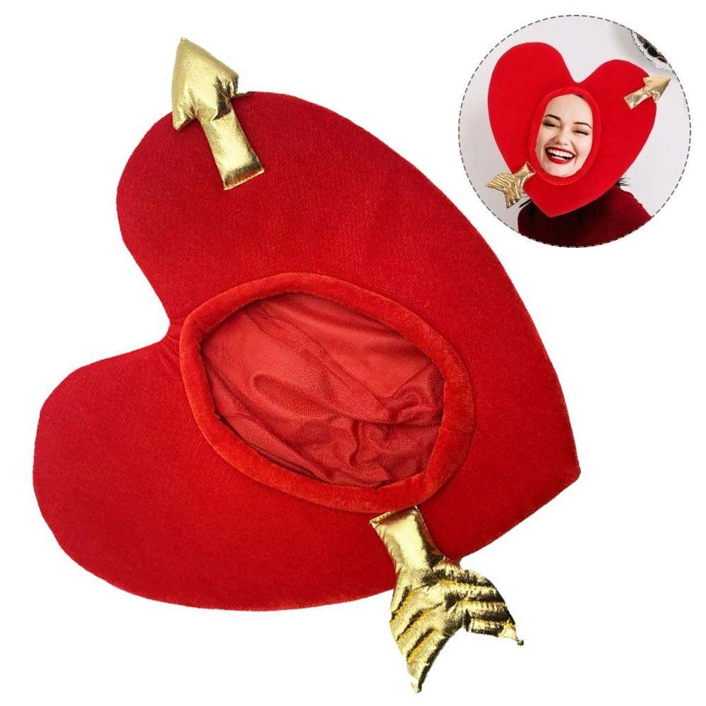 Kids Toys Gifts Red Heart Shaped Hat Creative Funny Pullover Hat Novelty Warm Cupid's Arrow Hat Festival Party