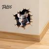 Decorative Sticker for Bathroom Glass Grey Mouse Peeking Wall Decal, 3D Hole Effect Sticker, Removable Creative Decoration Living Room PVC Art Bedroom