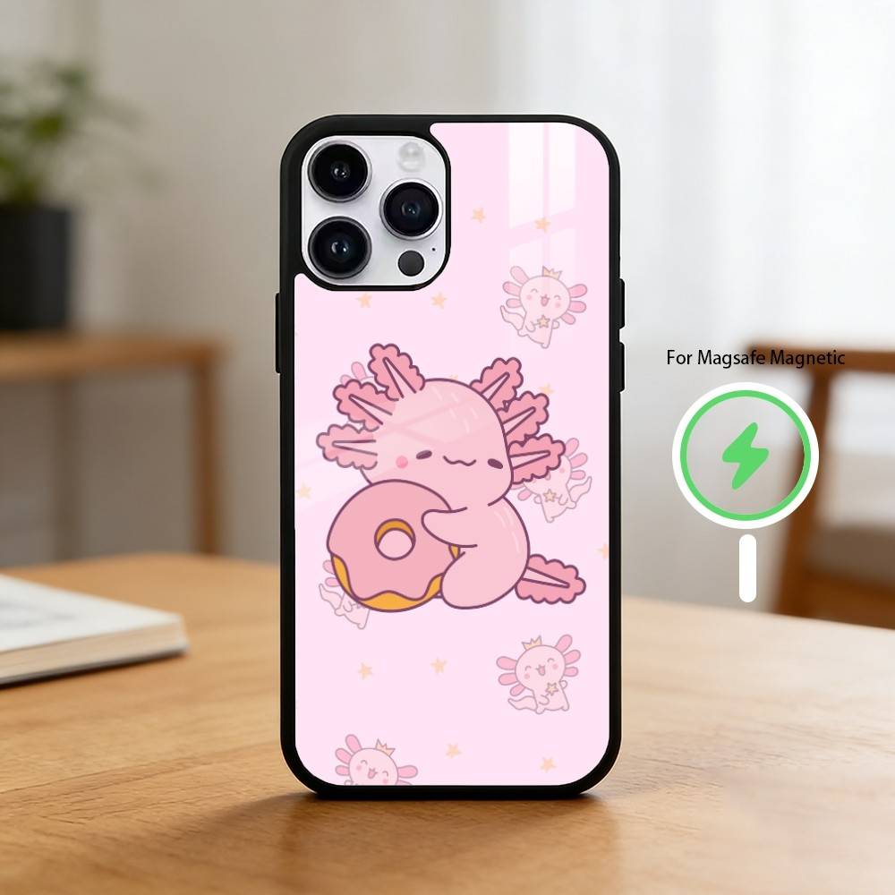 Cartoon C-Cute A-Axolotl Phone Case For iPhone 17/16/15/14/13/12/Plus/Pro/Max for Magnetic Wireless Charging