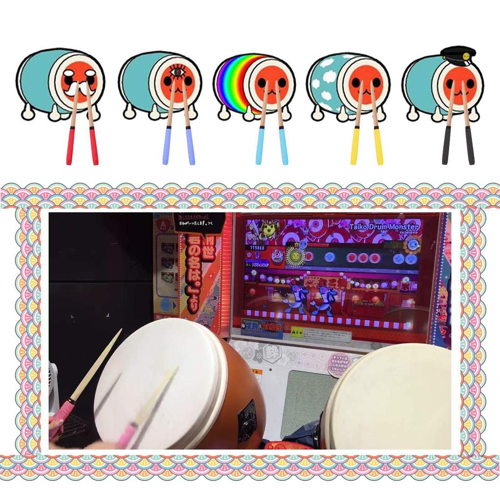 XUANDONG Replacement Grips for Taiko No Tatsujin (My Drumsticks), Hardwood, Tapered, Set of 2, 380mm-25mm Roll, Perfect for Arcades, Includes 2 Spare