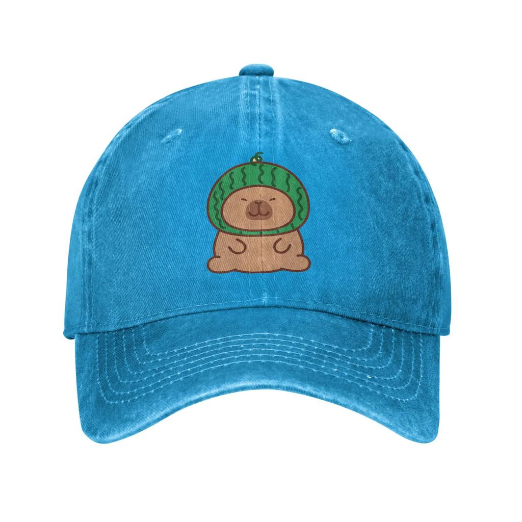 Cartoon Cute Capybara Unisex Women Baseball Cap  Distressed Denim Washed Hats Cap Vintage Workouts Unstructured Soft Snapback Cap