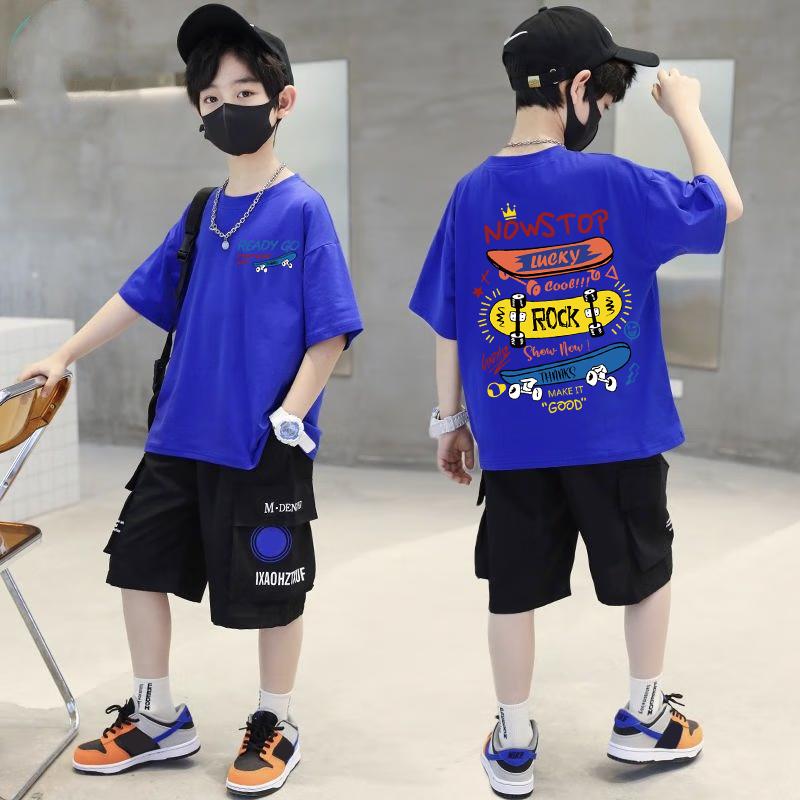 Skateboard pattern design, children's single T-shirt, summer short sleeved cotton casual and comfortable top