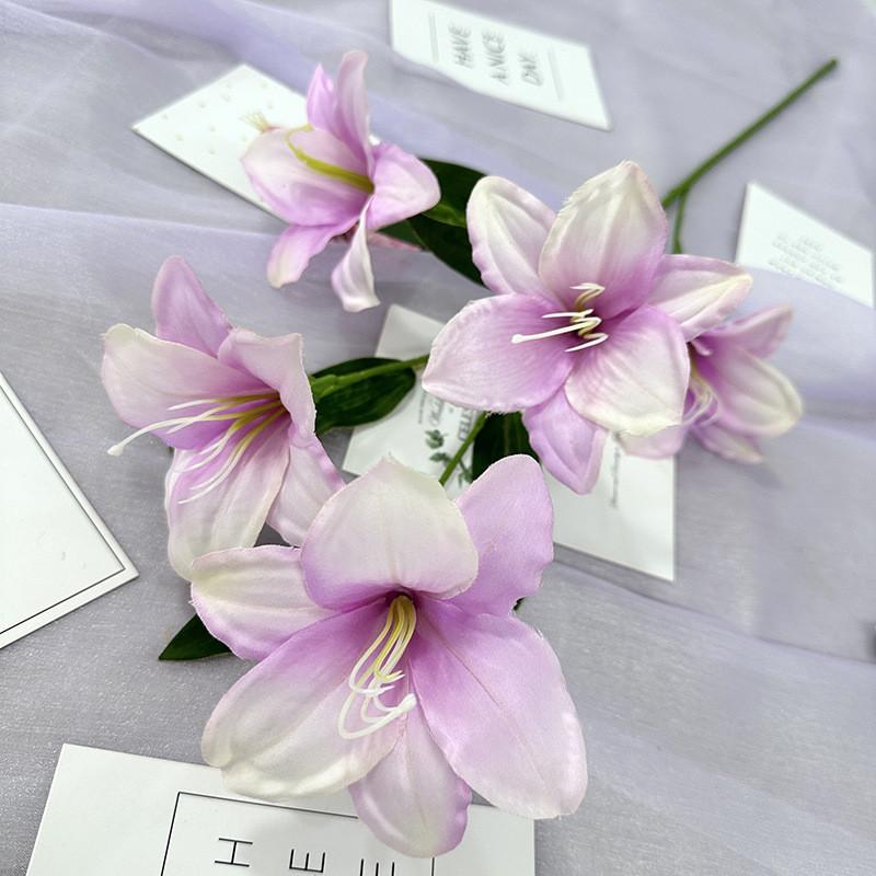 Factory Artificial Red Torch Lily Faux Flower Home Decor With Soft Fabric Material For Wedding And Photography Props