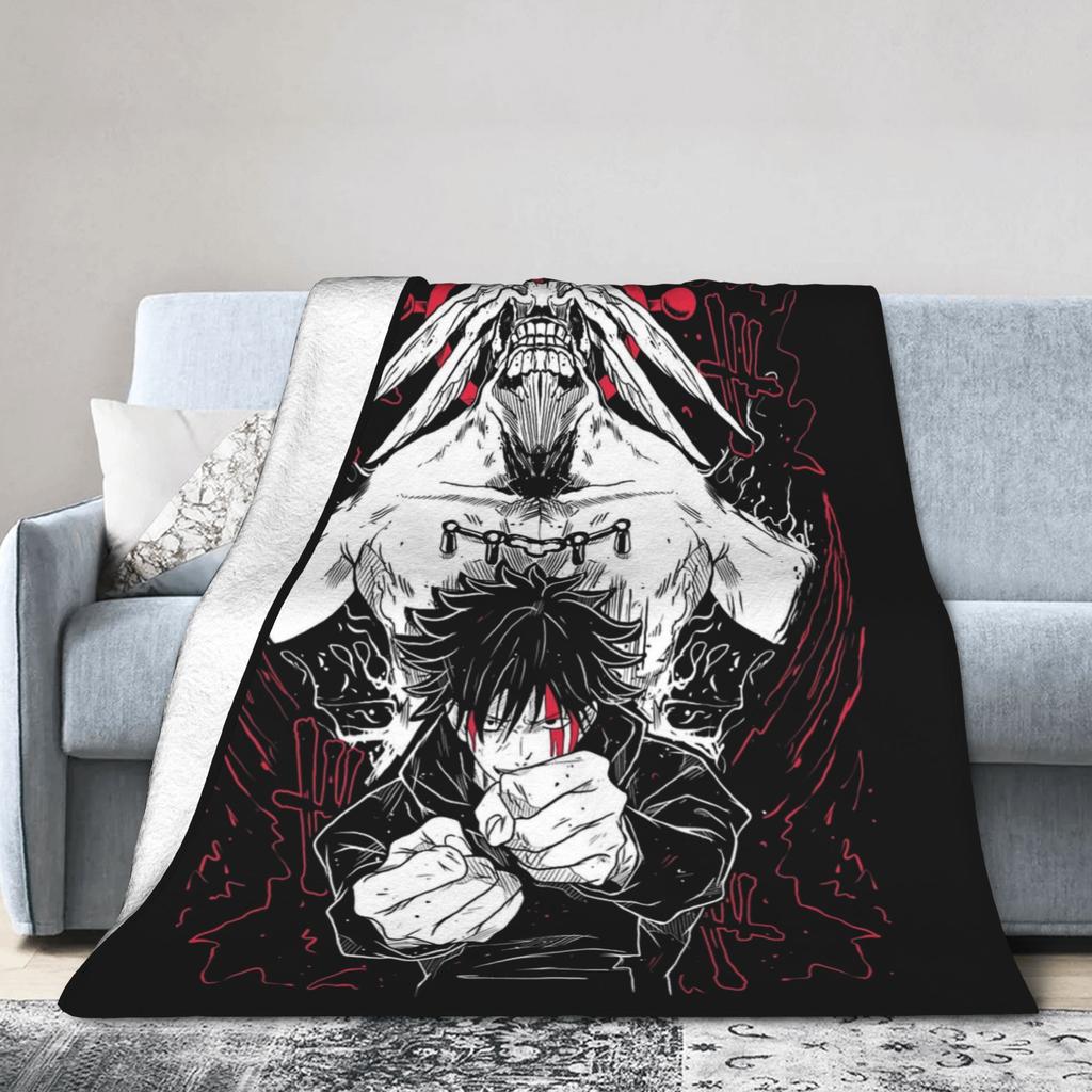 Megumi Fushiguro JJK Anime Blanket Fleece Printed Portable Soft Throw Blanket for Sofa Travel Quilt