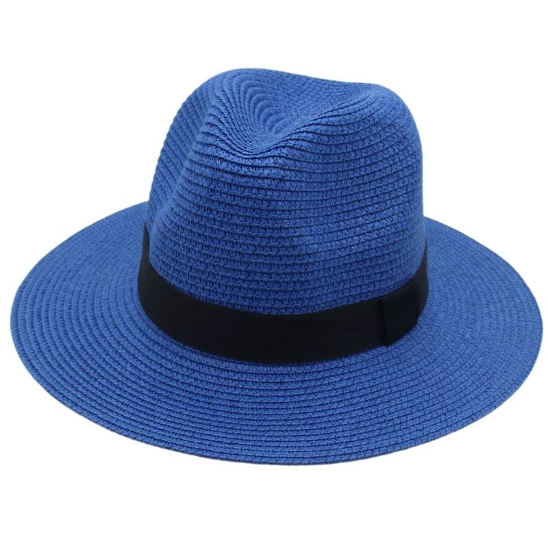 Spring and Summer Selling Straw Hat Square Black Ribbon Hat for Men and Women Jazz Hat Panamahat