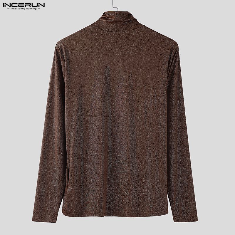 INCERUN Herren Langarm Patchwork Glitzer Lässig Locker Unterhemden Tops T-Shirts