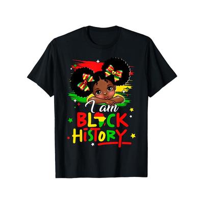 European Sizes I Am Black History Afro Girl Little Melanin Princess Boys Girls T-Shirt Machine Washable | Great Gifts for  Girls