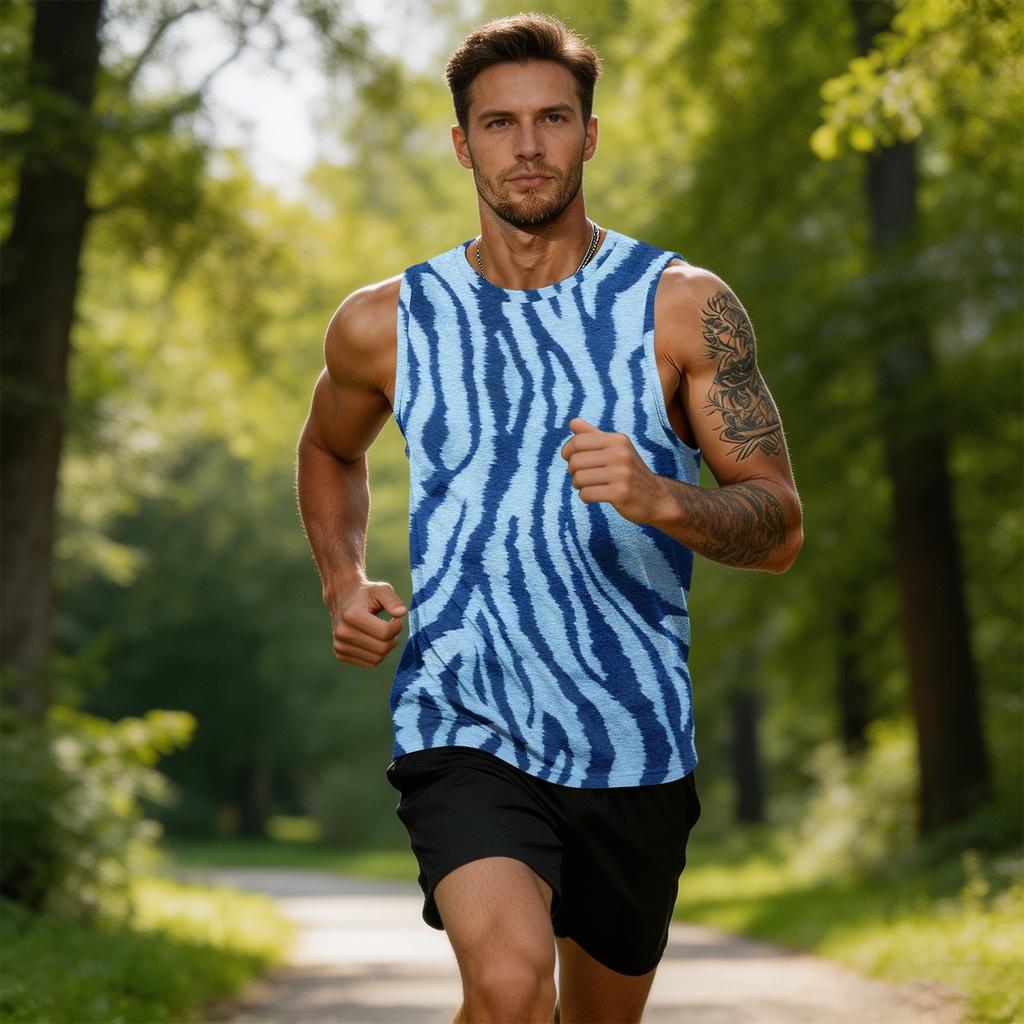 Men's Casual Sleeveless Tank Top Leopard Print Athletic Workout Gym Breathable Muscle Shirt Summer Vest