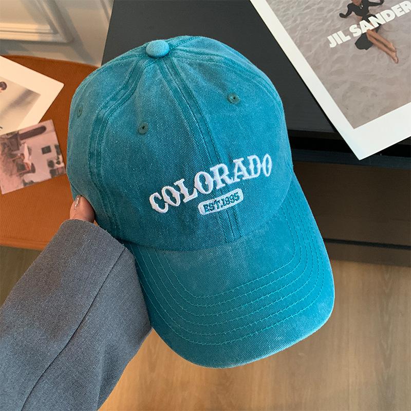 Embroidered Colcrado Letter Wide Brim Baseball Cap For Women Protection Sun