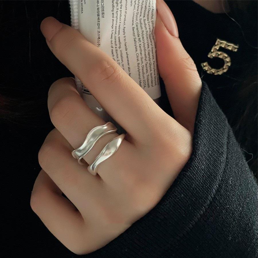 Sweet Double Layer Black Zircon Oval Ring: Women s Fashion, Trendy Hip Hop Style Open Index Finger Accessory Adjustable Open