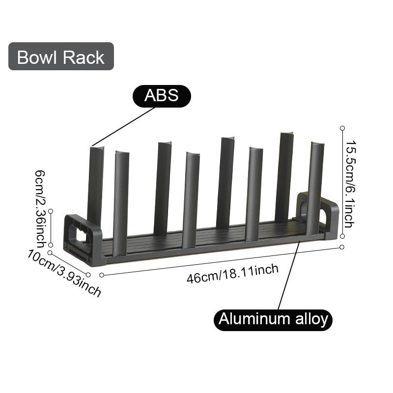 Kitchen Dish Organizer Space Aluminum Plate Holder Cabinet Bowl Storage Shelf Adjustable Tableware Storage Rack Dish Drainer