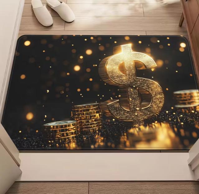 

Dollar Symbol Design Gold Background Door Mat Anti Slip Floor Mat Bedroom Living Room Entrance Carpet Carpet and Yoga Mats 40cm x 60cm