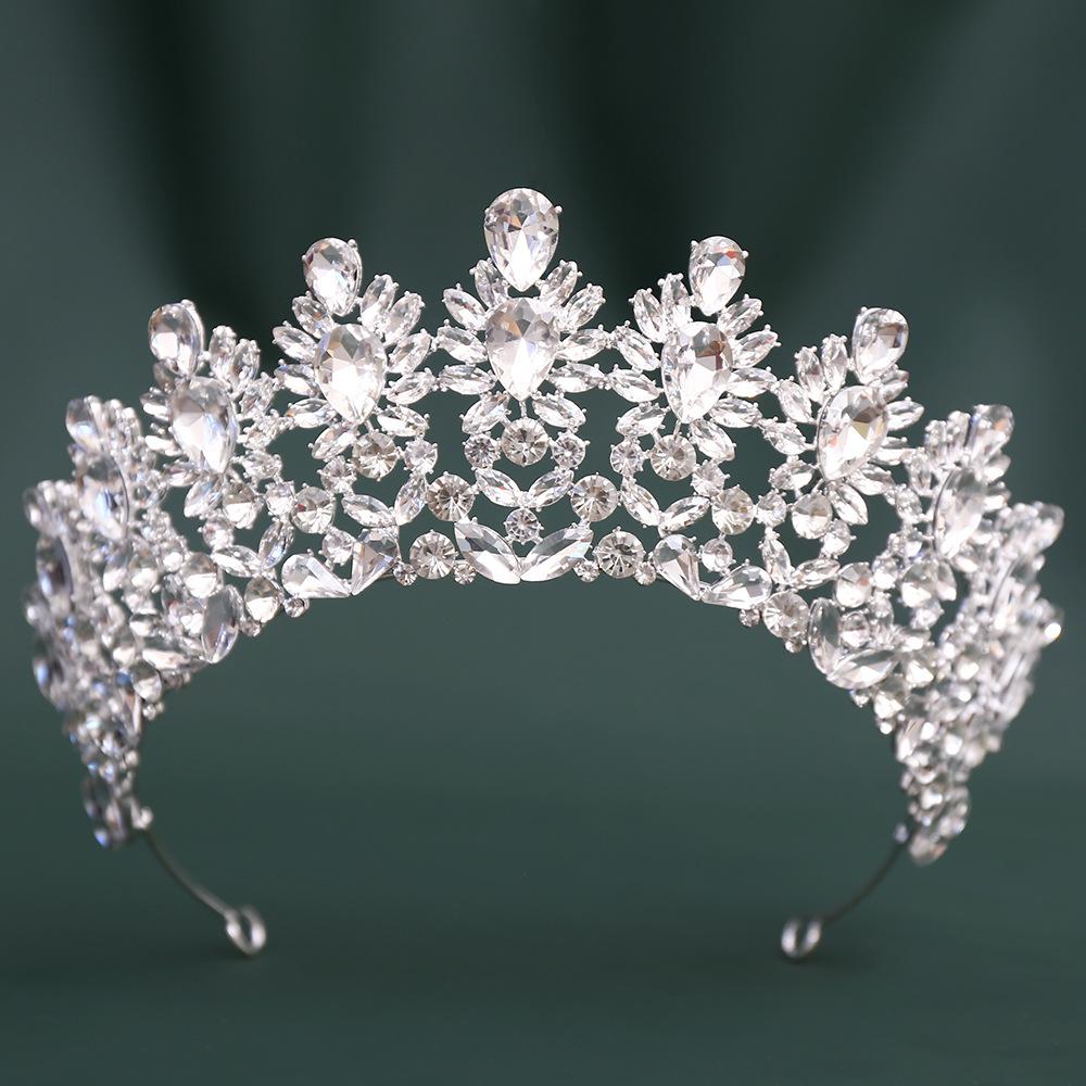 Pageant Bridal Grand Crown Alloy Red Crystal Wedding Headband Hair Accessories Crown adjustable