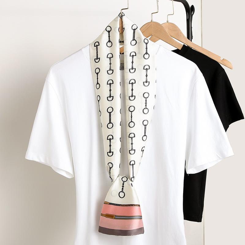 Luxury Ribbon Silk Scarf 15*145Cm Red Headband Neckerchief Foulard Hair Scarfs Neck Tie Lady Skinny Scarves Soft Satin