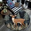 Elk Round Area Rug,Carpet Rug for Living Room Bedroom Sofa Playroom Decor,Non-slip Floor Mat