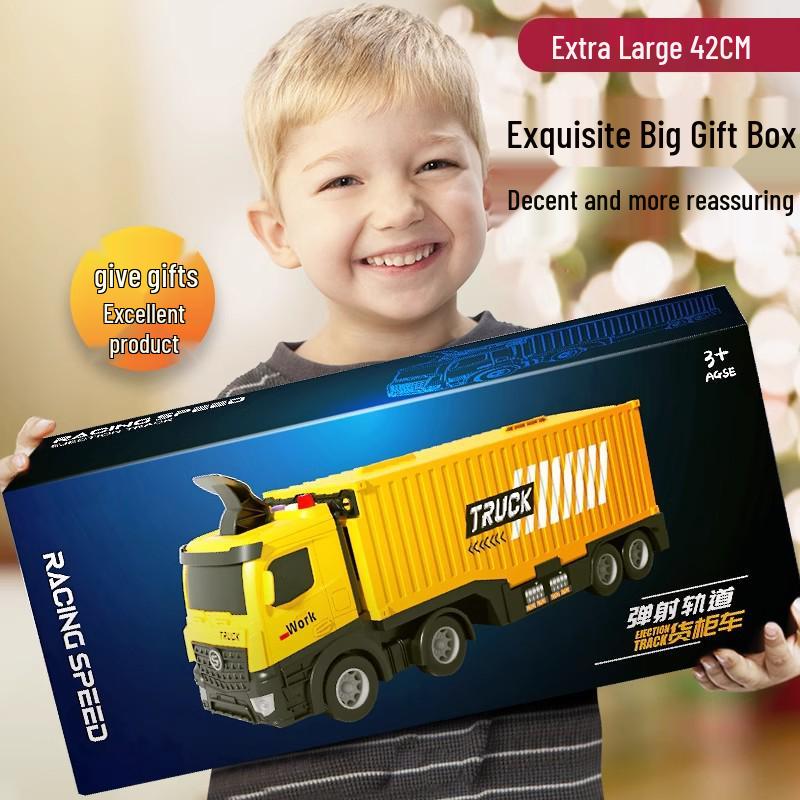 Children's Engineering Toy Set: Large Truck, Crane, Excavator, and Container Truck - Perfect Gift for Boys