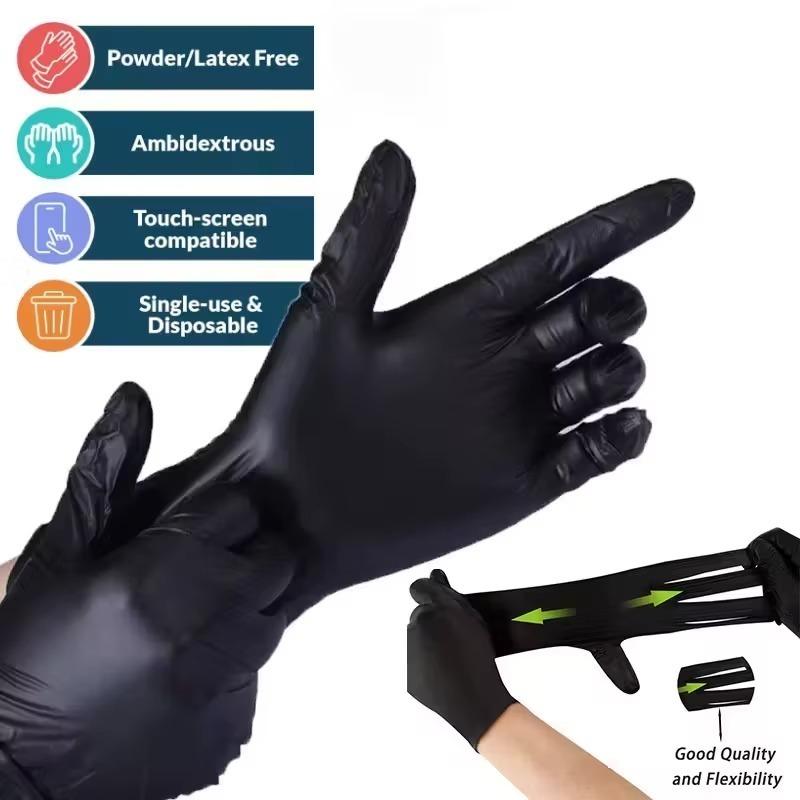 Disposable Nitrile PVC Gloves Black Thick Durable Waterproof Protective for Household Cleaning Dishwashing KitchenBathroomToilet