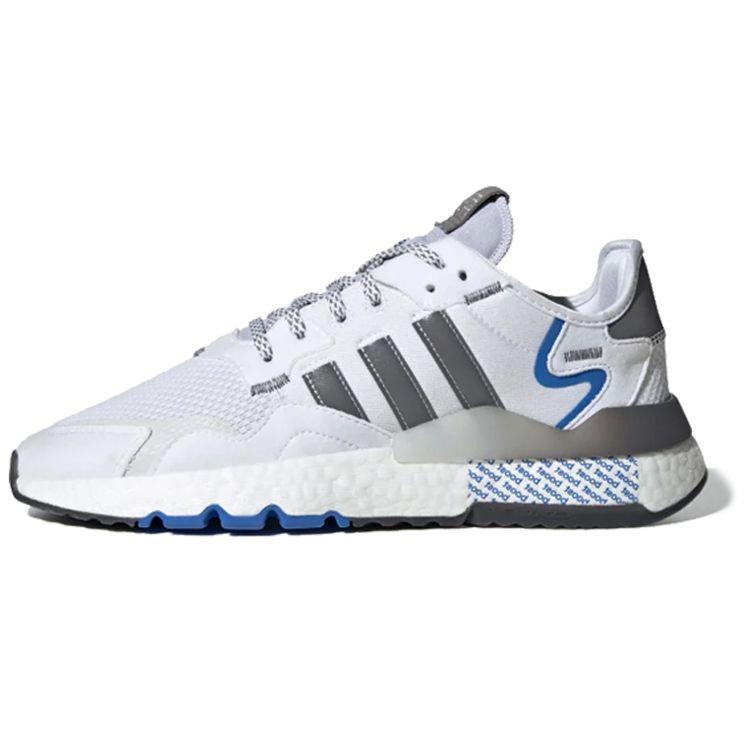 Adidas Originals Nite Jogger Fabric Retro Patchwork Sports Cushioning Low-Top Lifestyle Shoes Unisex Sneakers Gray White Blue FV6624