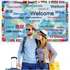 International Welcome Banner Decorations 52 World Country Flags Around the World Multicultural Decor - Large Welcome Backdrop Banner with 32