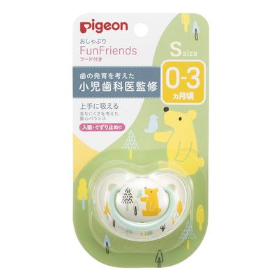 Pigeon Pacifier Fun Friends Months with Special Cover Bear Pattern Silicone S Size 0-3 Skin-friendly