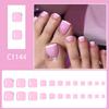 Shimmering French False Nail Press On Toes White Tip With Pink Glitters Durability Plastic Nail Art For Bridal Shower Date Nights